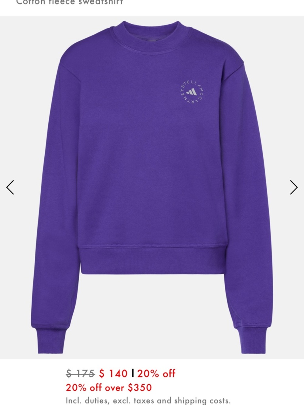 Adidas by Stella McCartney Violet Crewneck Sweatshirt